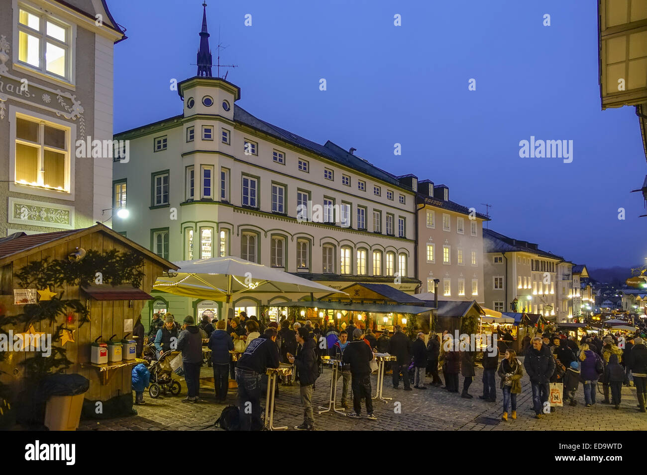 Weihnachtsmarkt in Bad Tölz, Bayern, Deutschland Stockfoto