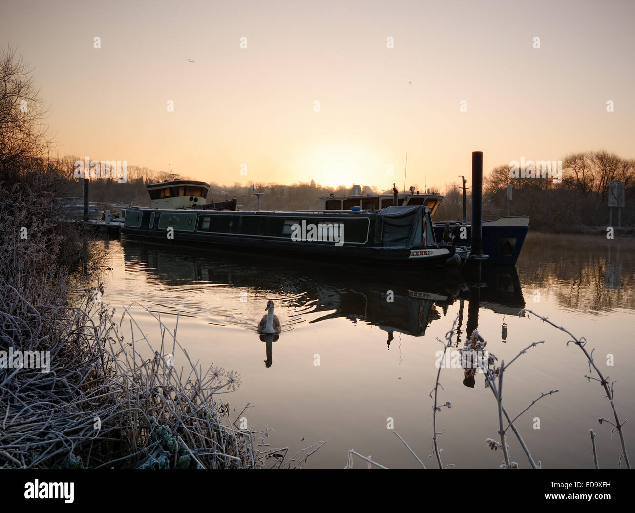 Sonnenaufgang am Gunthorpe Brücke, Nottinghamshire, England Stockfoto