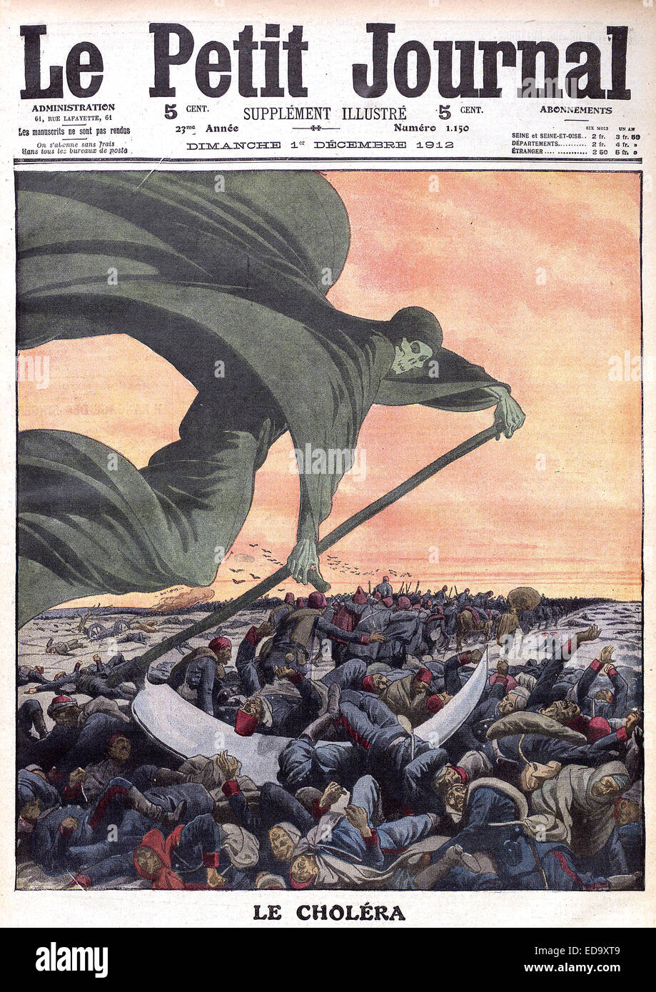 Französischen Wochenzeitschrift LE PETIT JOURNAL zeigt 1. Dezember 1912 die sechste Cholera Epidemie, die vor allem Russland und dem Osmanischen Reich von 1899 bis 1923 betroffen Stockfoto