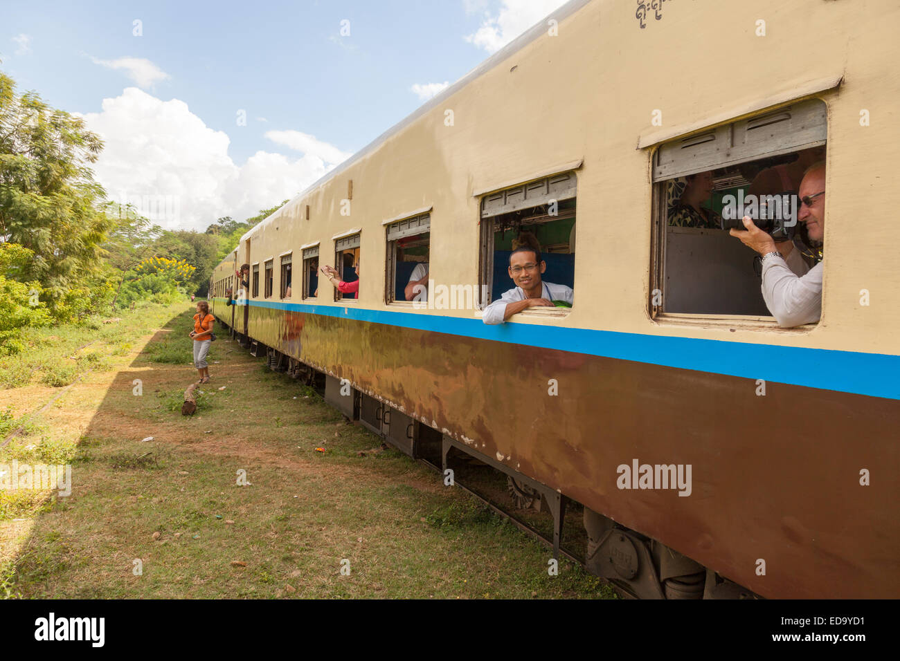 Blick auf Zug, in der Nähe von Gokhteik, Shan State in Myanmar Stockfoto