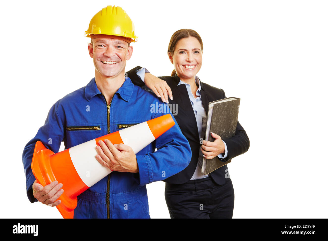 Arbeitnehmer und Unternehmen gemeinsam als ein dynamisches Team lächelnde Frau Bau Stockfoto