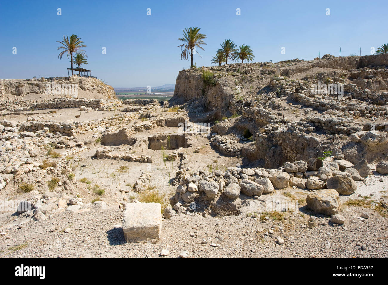 Bleibt und Ruinen im Tel Megiddo Nationalpark in Israel Stockfoto