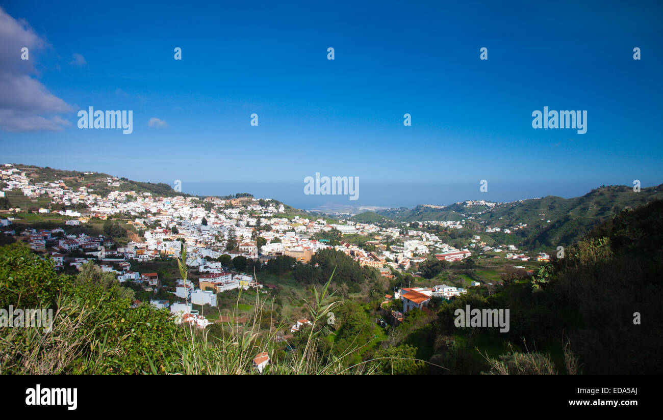 Gran Canaria, historische Städtchen Teror, Luftbild Stockfoto