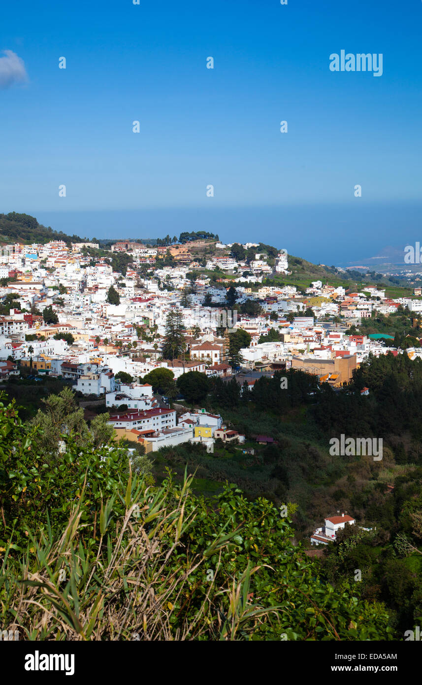 Gran Canaria, historische Städtchen Teror, Luftbild Stockfoto