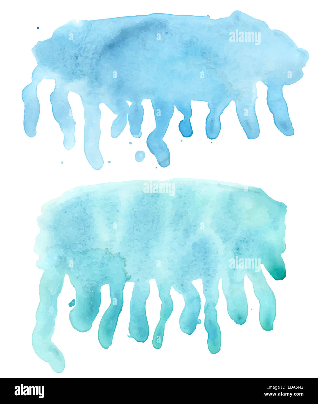Blauen Aquarell durchgesickert Fleck Spritzen vor Ort. Stockfoto