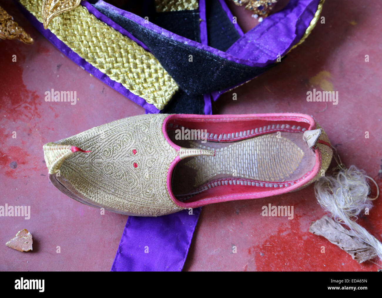 Schuhe mit einer krummen Nase fotografiert closeup Stockfoto