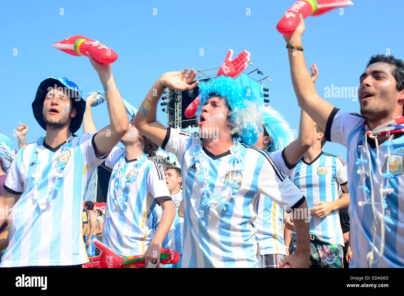 2014 FIFA World Cup - Runde 16 - Argentinien vs. Schweiz Spiel ausgetragen bei Arena Corinthians - Fans wo Argentinien: Sao Paulo, Brasilien bei: 1. Juli 2014 Stockfoto