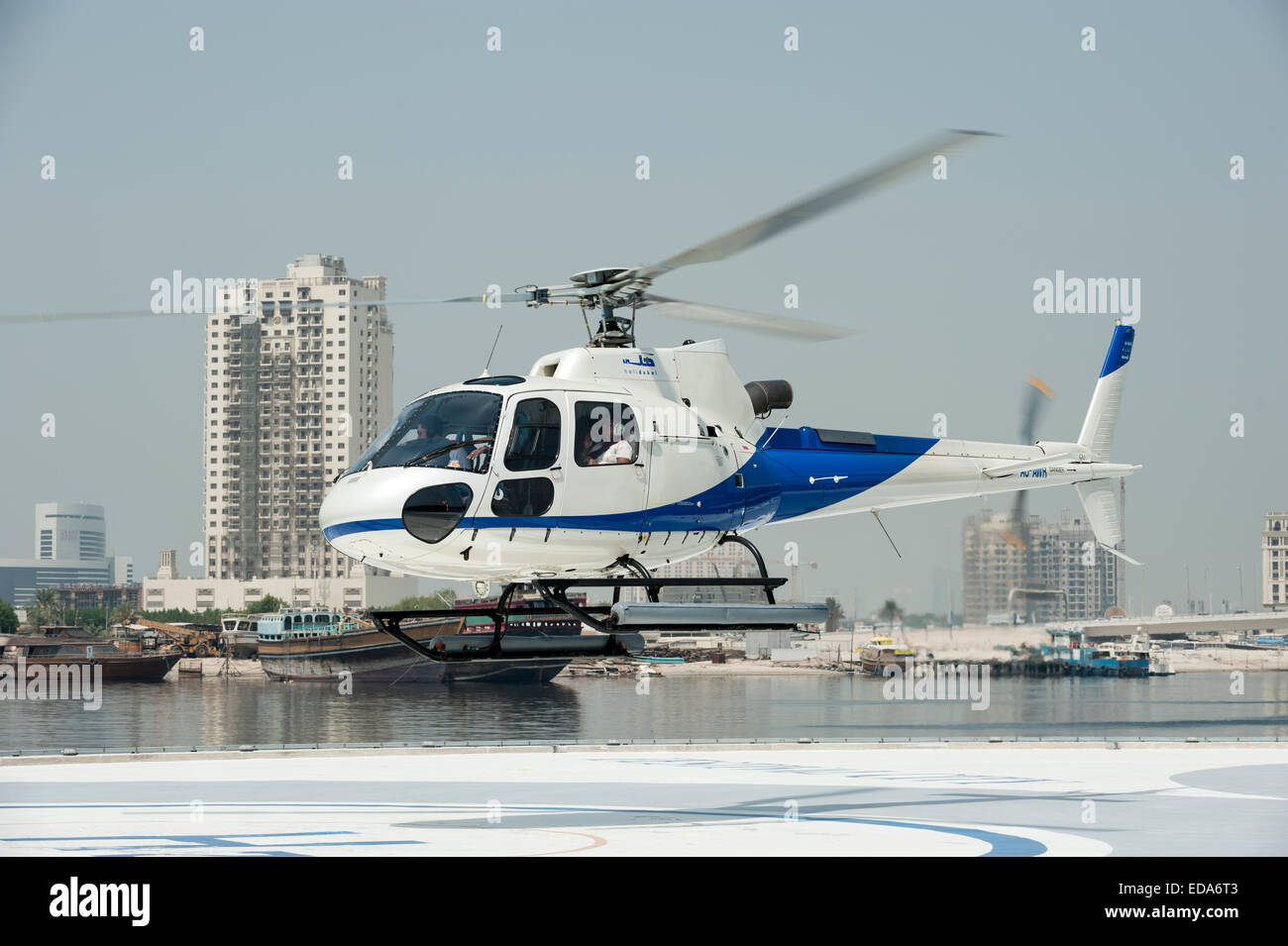 Hubschrauber von einem Heli-Flug Dubai VAE Stockfoto