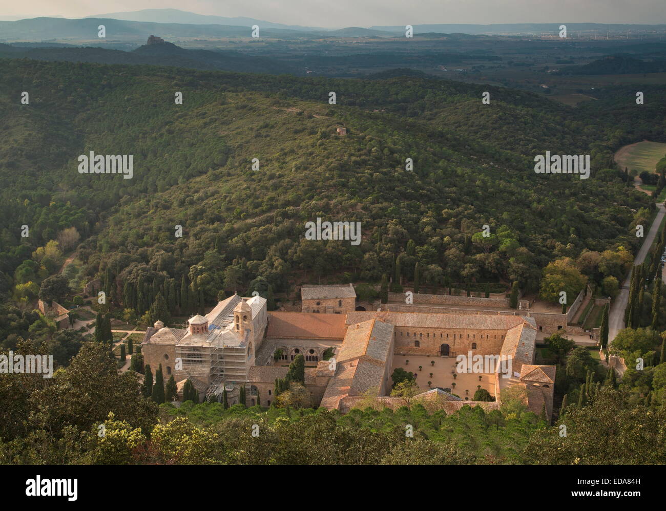 Fontfroide Abbey oder l ' Abbaye Sainte-Marie de Fontfroide, ein ehemaliges Zisterzienserkloster in der Nähe von Narbonne, Süd-West Frankreich. Stockfoto