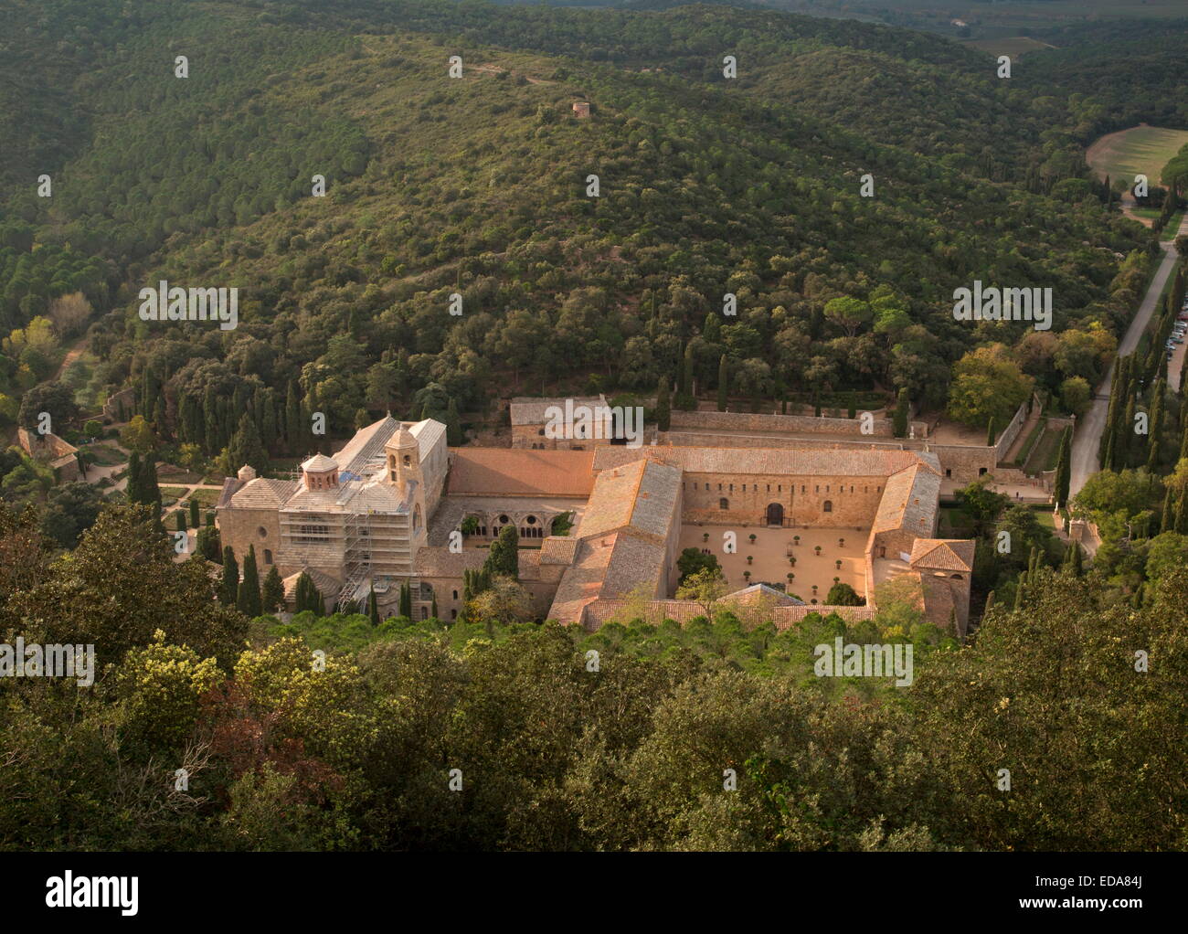 Fontfroide Abbey oder l ' Abbaye Sainte-Marie de Fontfroide, ein ehemaliges Zisterzienserkloster in der Nähe von Narbonne, Süd-West Frankreich. Stockfoto