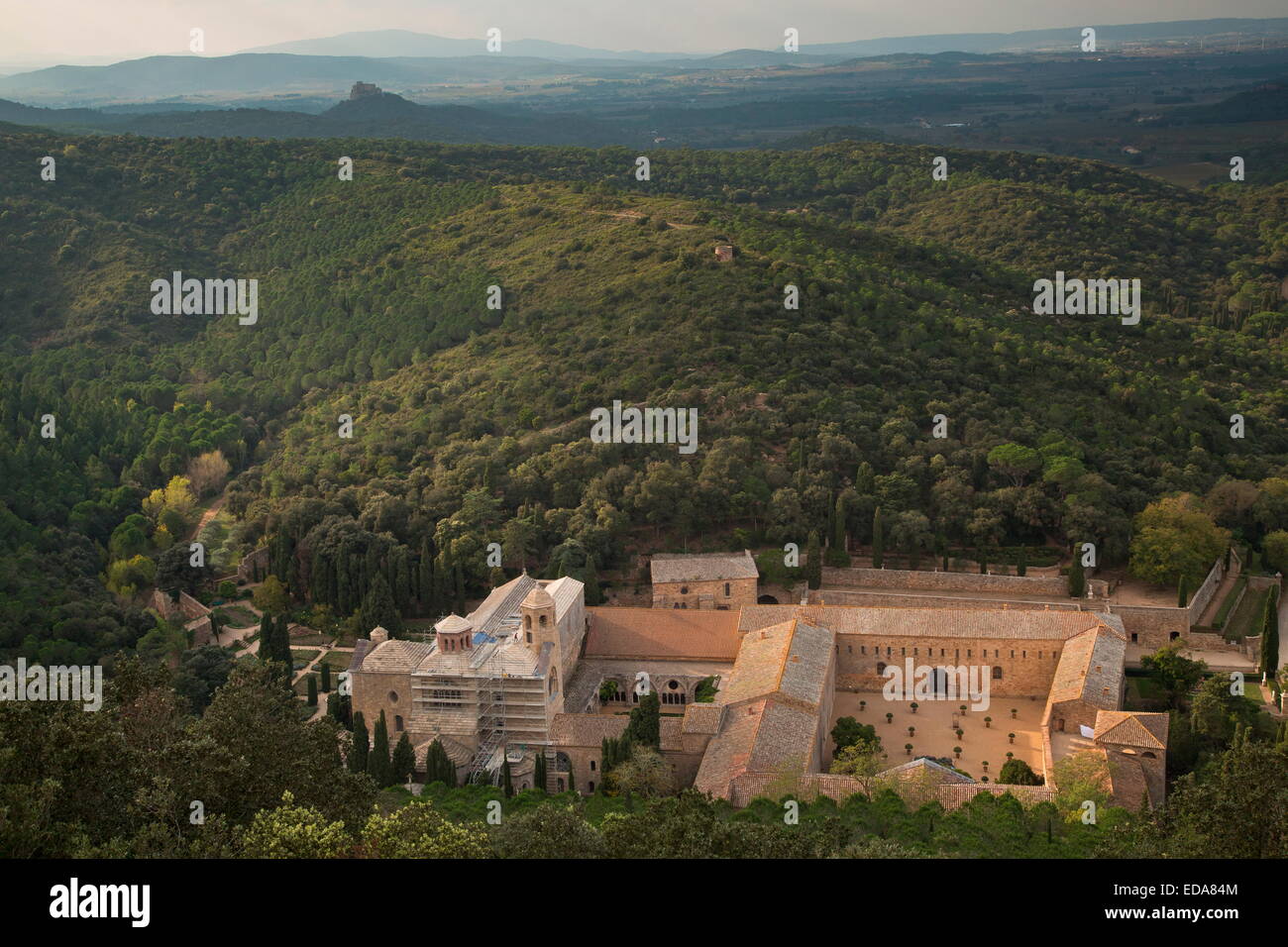 Fontfroide Abbey oder l ' Abbaye Sainte-Marie de Fontfroide, ein ehemaliges Zisterzienserkloster in der Nähe von Narbonne, Süd-West Frankreich. Stockfoto