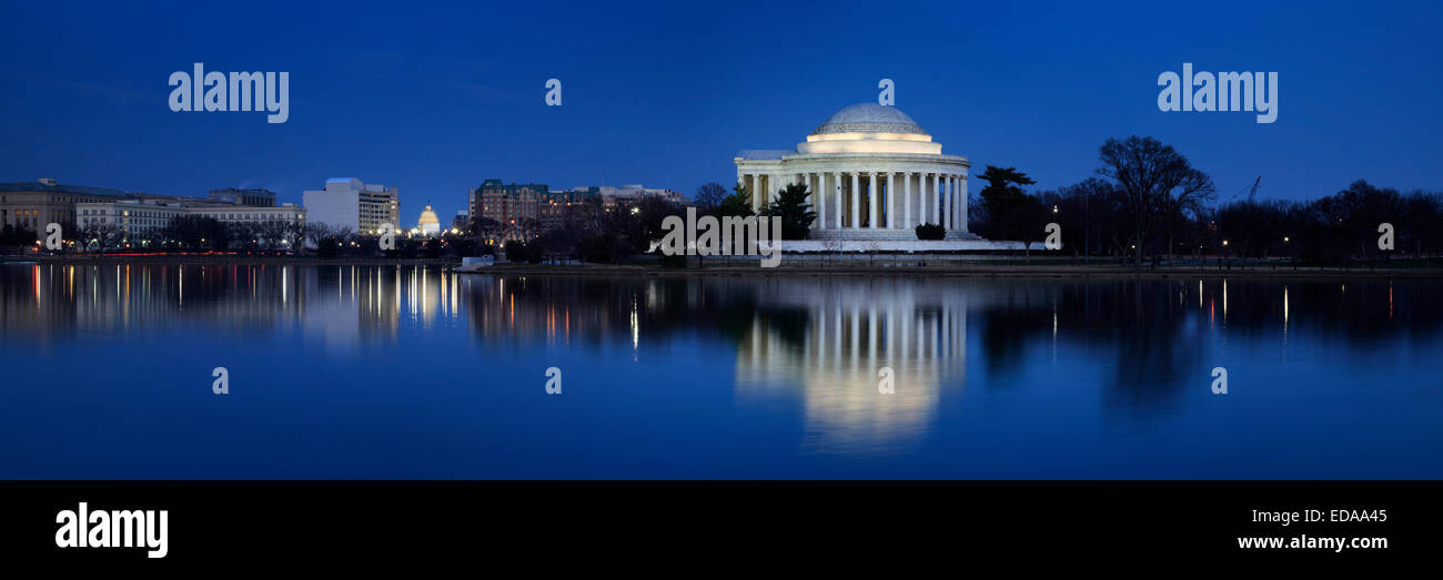 Jefferson Memorial in der Nacht am Tidal Basin in Washington, D.C. Stockfoto