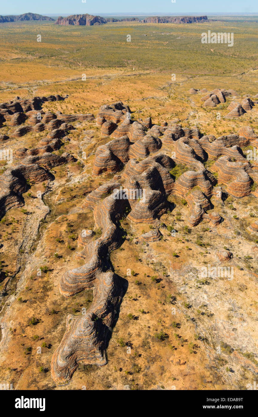 Luftbild von der Bungle Bungles (Purnululu), Kimberley-Region, Western Australia, Australia Stockfoto