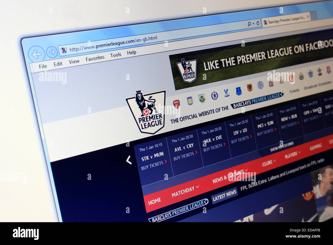 Premier League-website Stockfoto