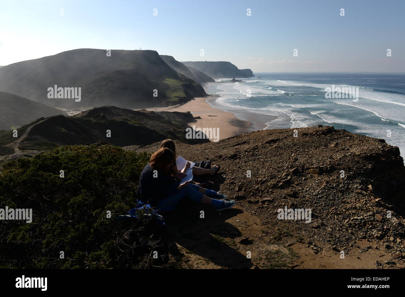 die Aussicht auf die Küste bei Cordoama Malerei Stockfoto