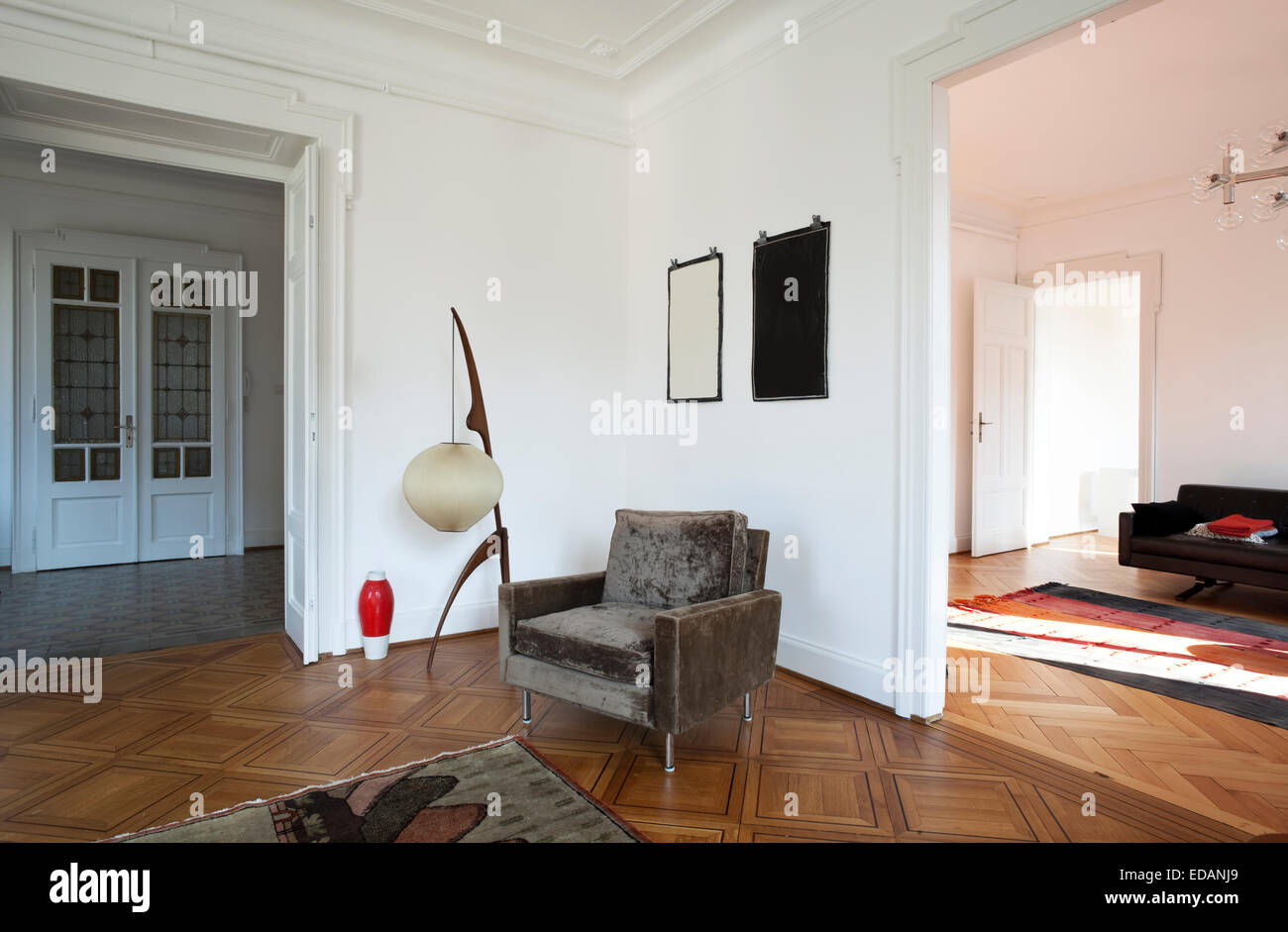 Vintage Wohnung möbliert, Wohnzimmer Stockfoto