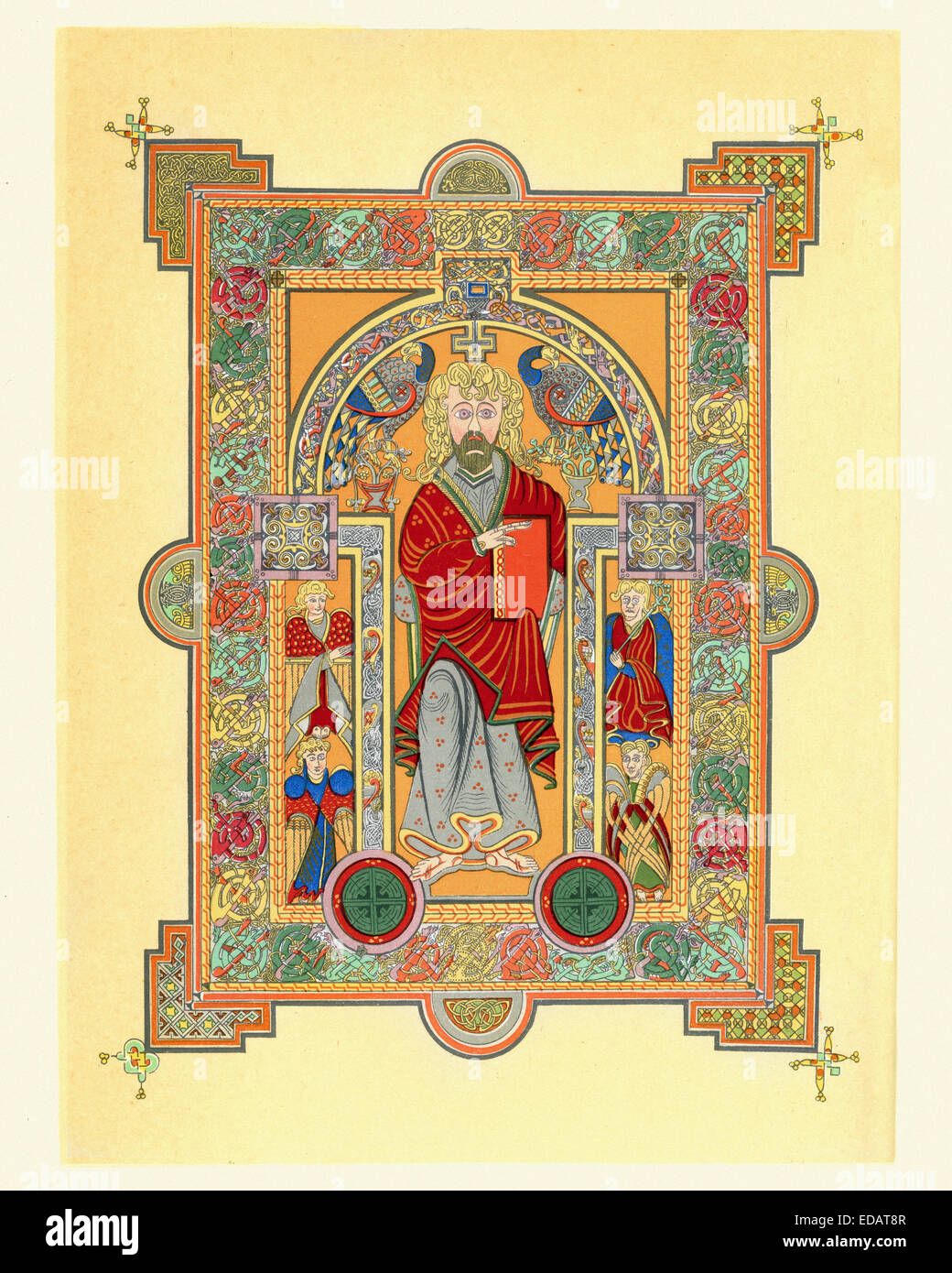 Jesus Christus thront, aus dem Book of Kells. Das Book of Kells ist eine illuminierte Handschrift Evangeliar in lateinischer Sprache ca erstellt. Stockfoto