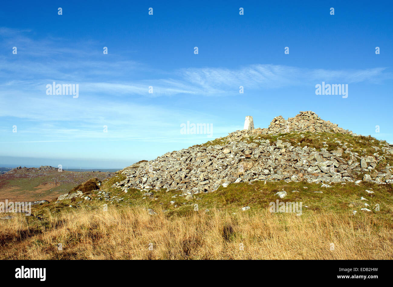 Blick auf grobe Tor von Brown Willy Bodmin Moor der höchste Punkt in Cornwall, Großbritannien Stockfoto