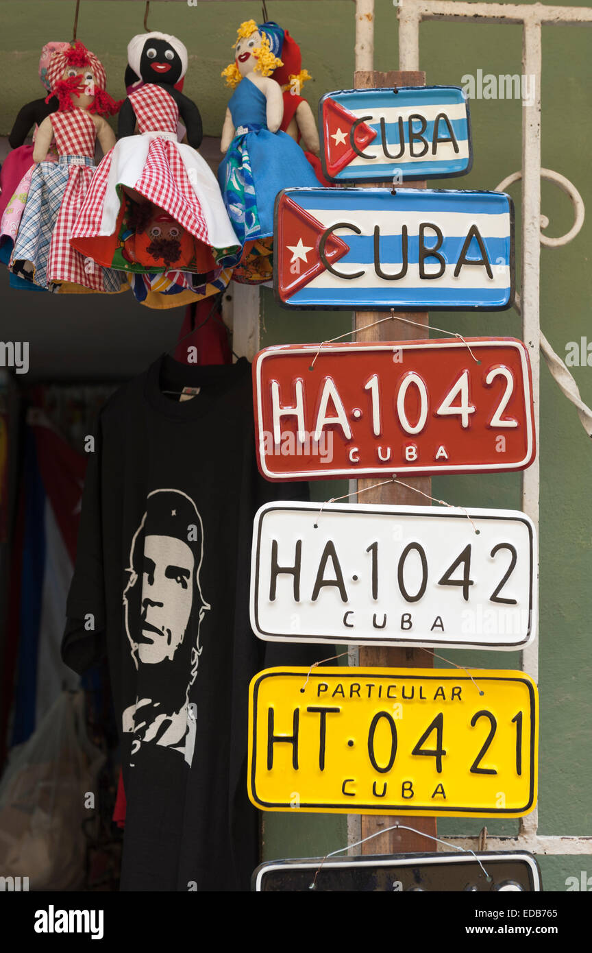 Havanna-Kuba, Tourismus, Reisen, Che Guevara T-shirt-Kfz-Kennzeichen Stockfoto