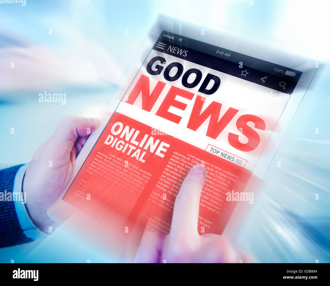 Digitale Online-Update-gute Nachricht-Konzept Stockfoto