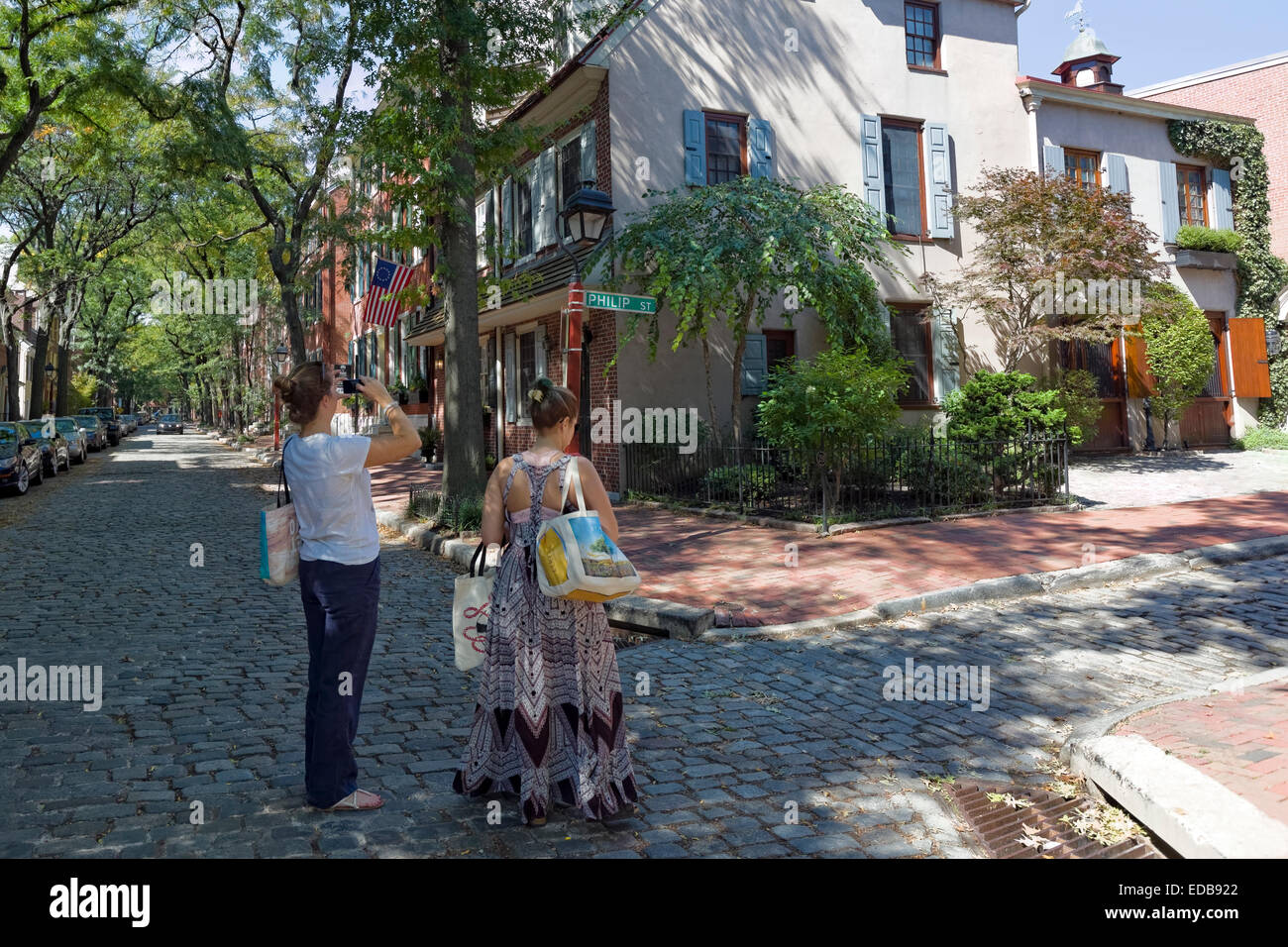 Touring ein historisches Viertel, Philadelphia, Pennsylvania Stockfoto