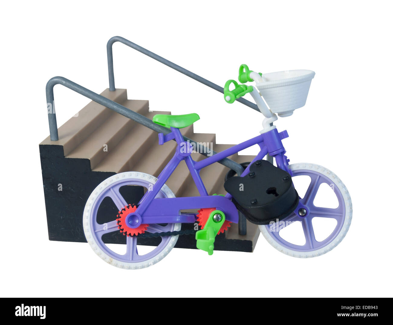 Fahrrad-Padlocked Treppe Handlauf für Sicherheit - Pfad enthalten Stockfoto