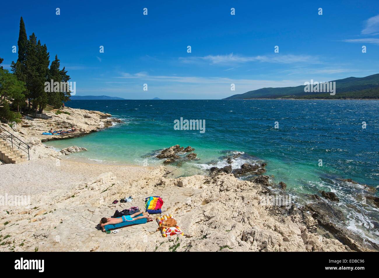 Strand, Rabac, Istrien, Kroatien Stockfoto
