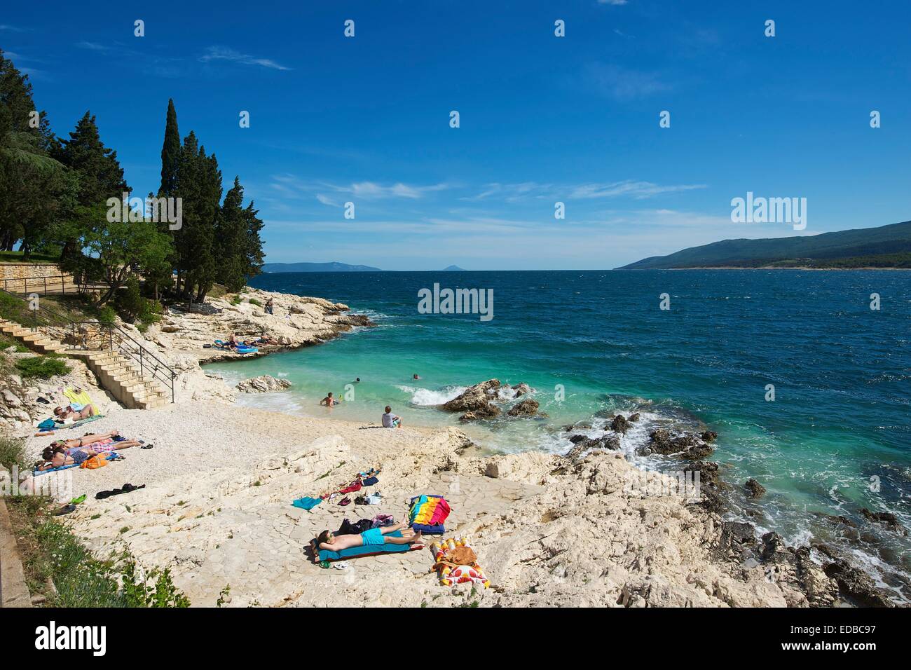Strand, Rabac, Istrien, Kroatien Stockfoto