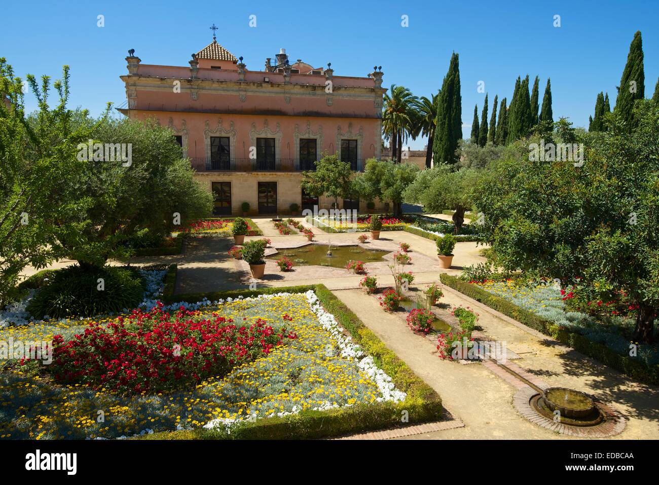 Gärten in der Alcazar de Jerez in Jerez De La Frontera, Andalusien, Spanien Stockfoto