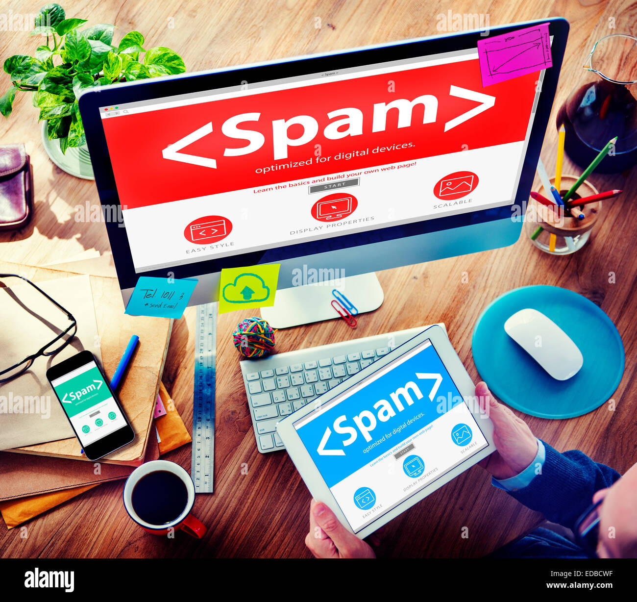 Spam-Virus Computer überwachen Internet-Security-Konzept Stockfoto