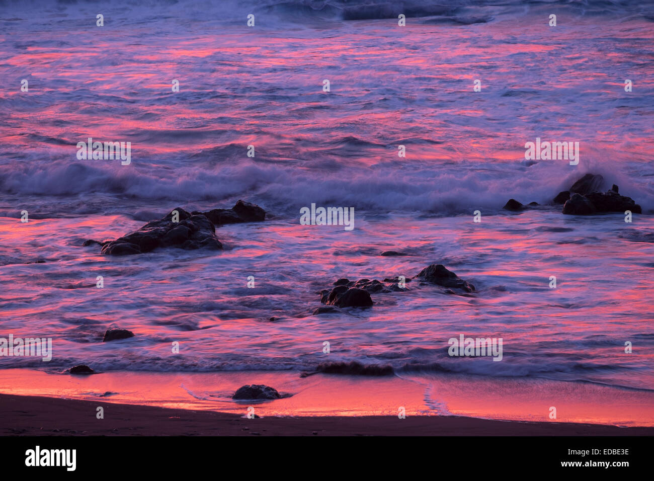 Atmosphäre am Meer, am Abend, La Puntilla, Valle Gran Rey, La Gomera, Kanarische Inseln, Spanien Stockfoto