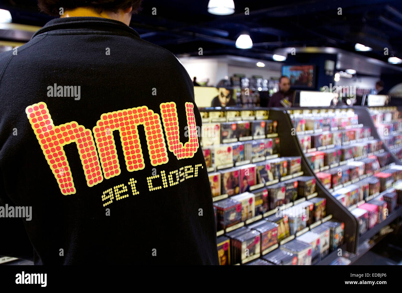 Innenaufnahmen von einem HMV Shop, Oxford Street, London. Stockfoto