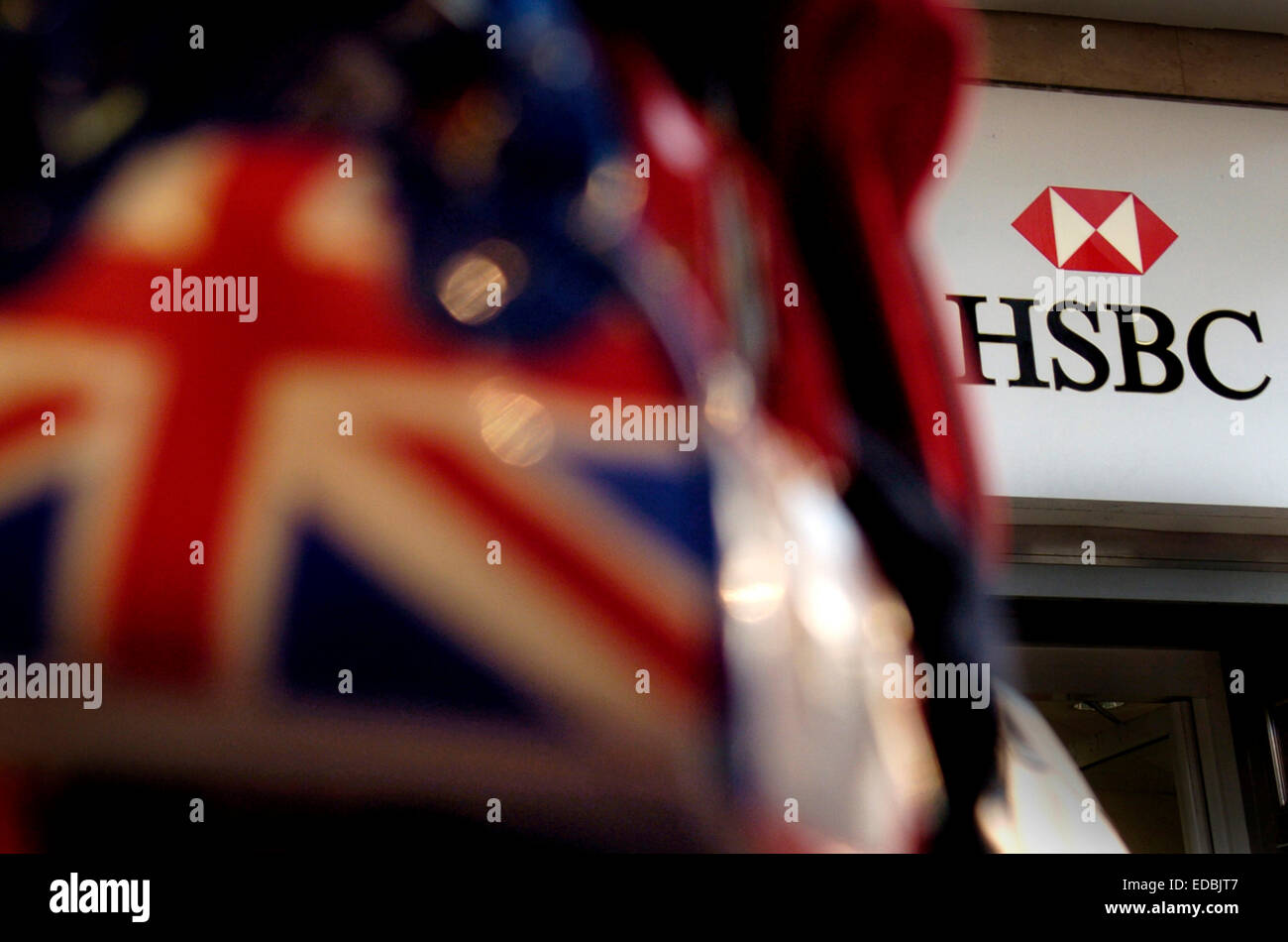 Außenaufnahme einer HSBC Filiale. Stockfoto