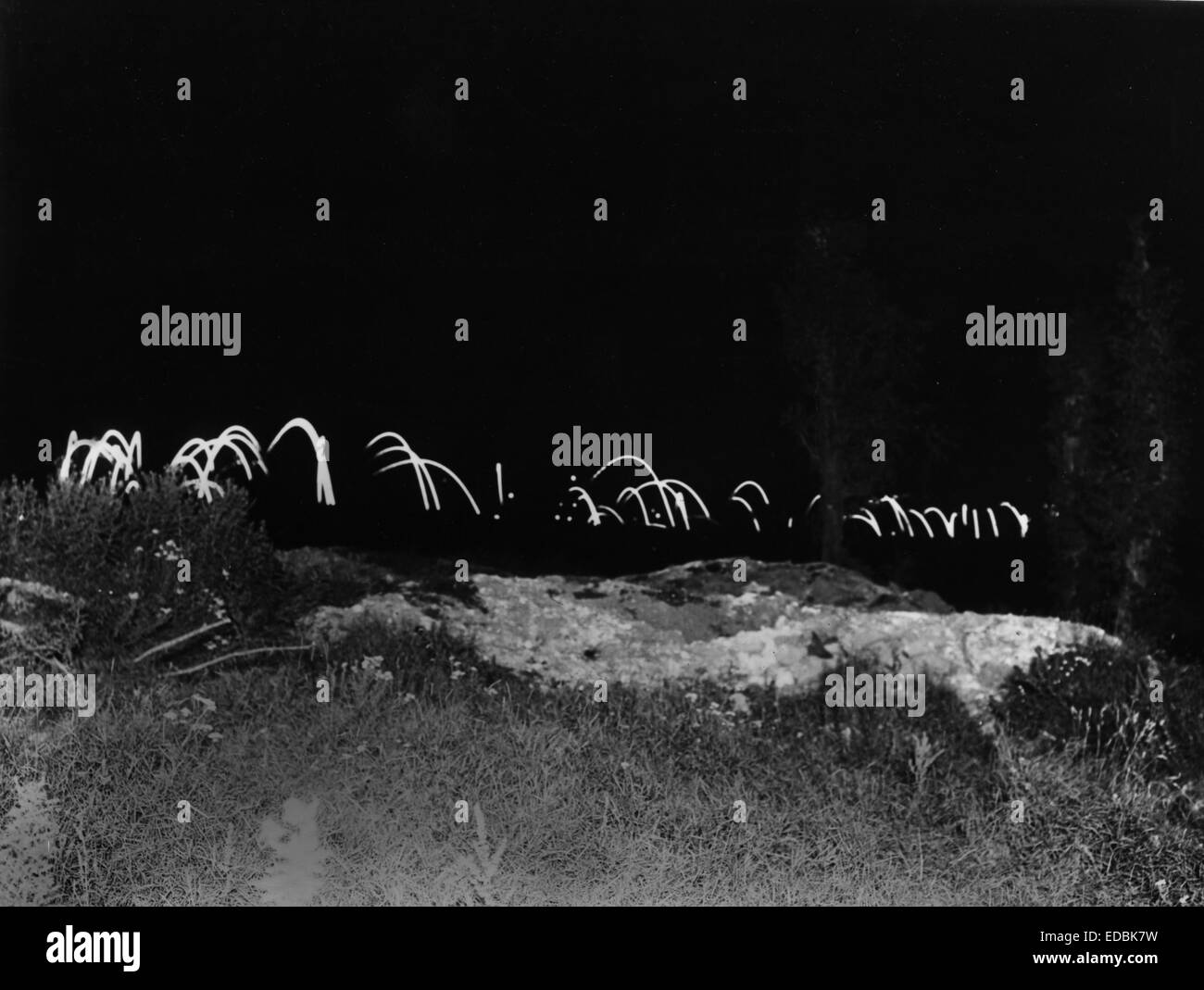 Nacht-Szene auf dem Schlachtfeld bei La Boiselle. Stockfoto