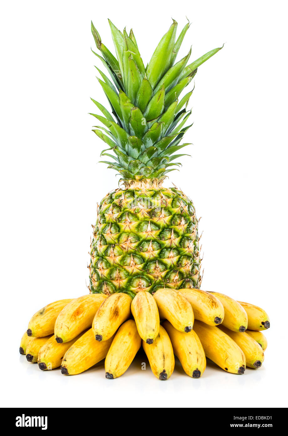 Ananas und Banane isoliert isoliert auf weiss Stockfoto