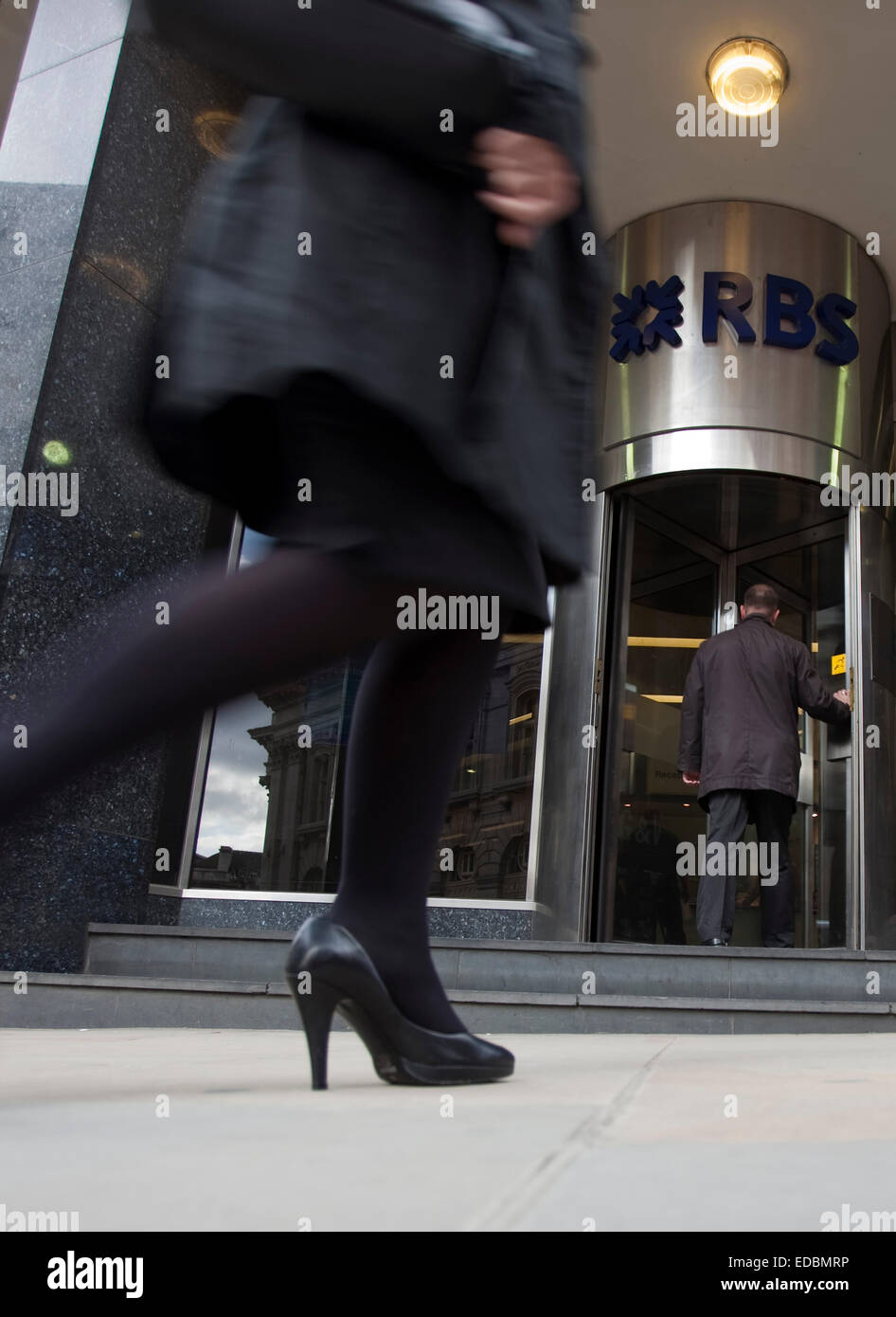 Außenaufnahme des Amtes für RBS London City. Stockfoto