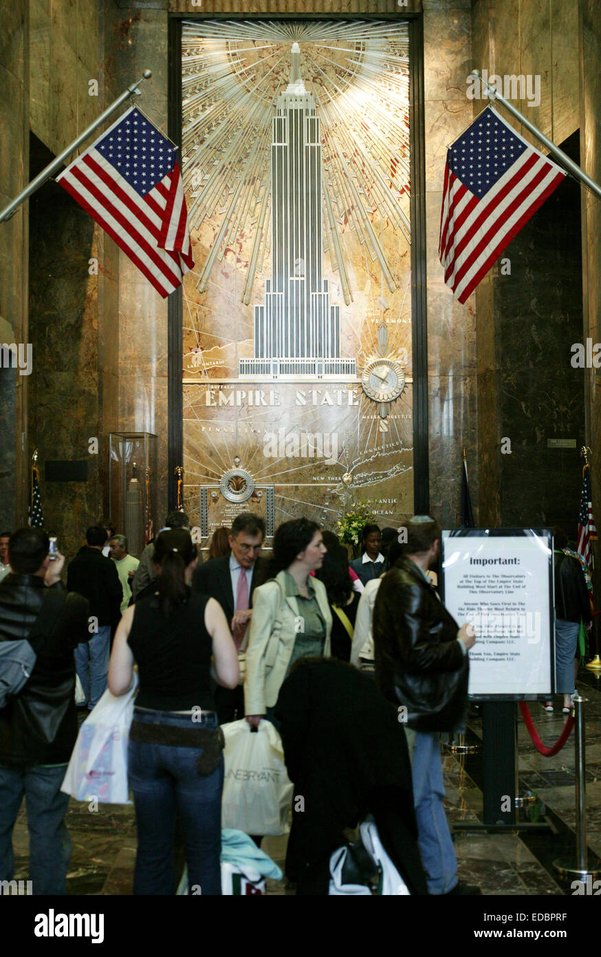 New York, NY. Die Eingangshalle des Empire State Building. Stockfoto