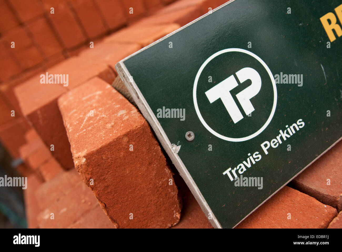 Anschauliches Bild eines Travis Perkins-Yard. Stockfoto