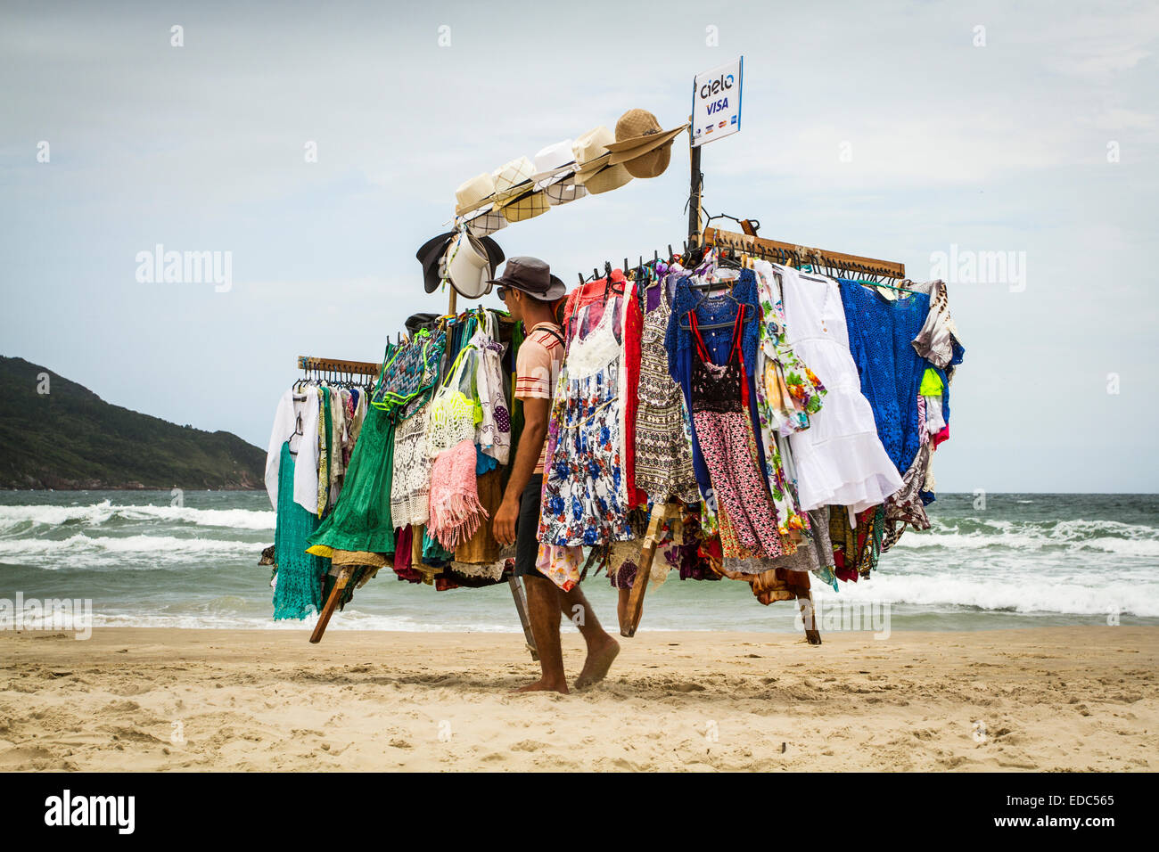 Hausierer Acores Beach. Florianopolis, Santa Catarina, Brasilien. Stockfoto