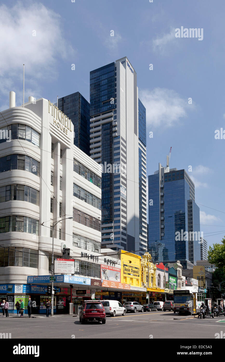Kontrast in der Architektur in Melbourne, Australien Stockfoto