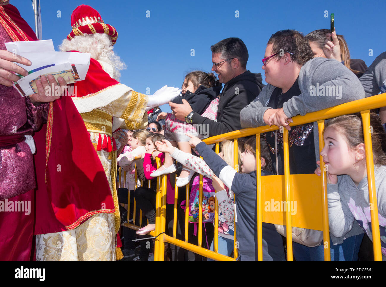 Los Reyes Magos (die Heiligen drei Könige oder drei Könige) Parade in Spanien Stockfoto