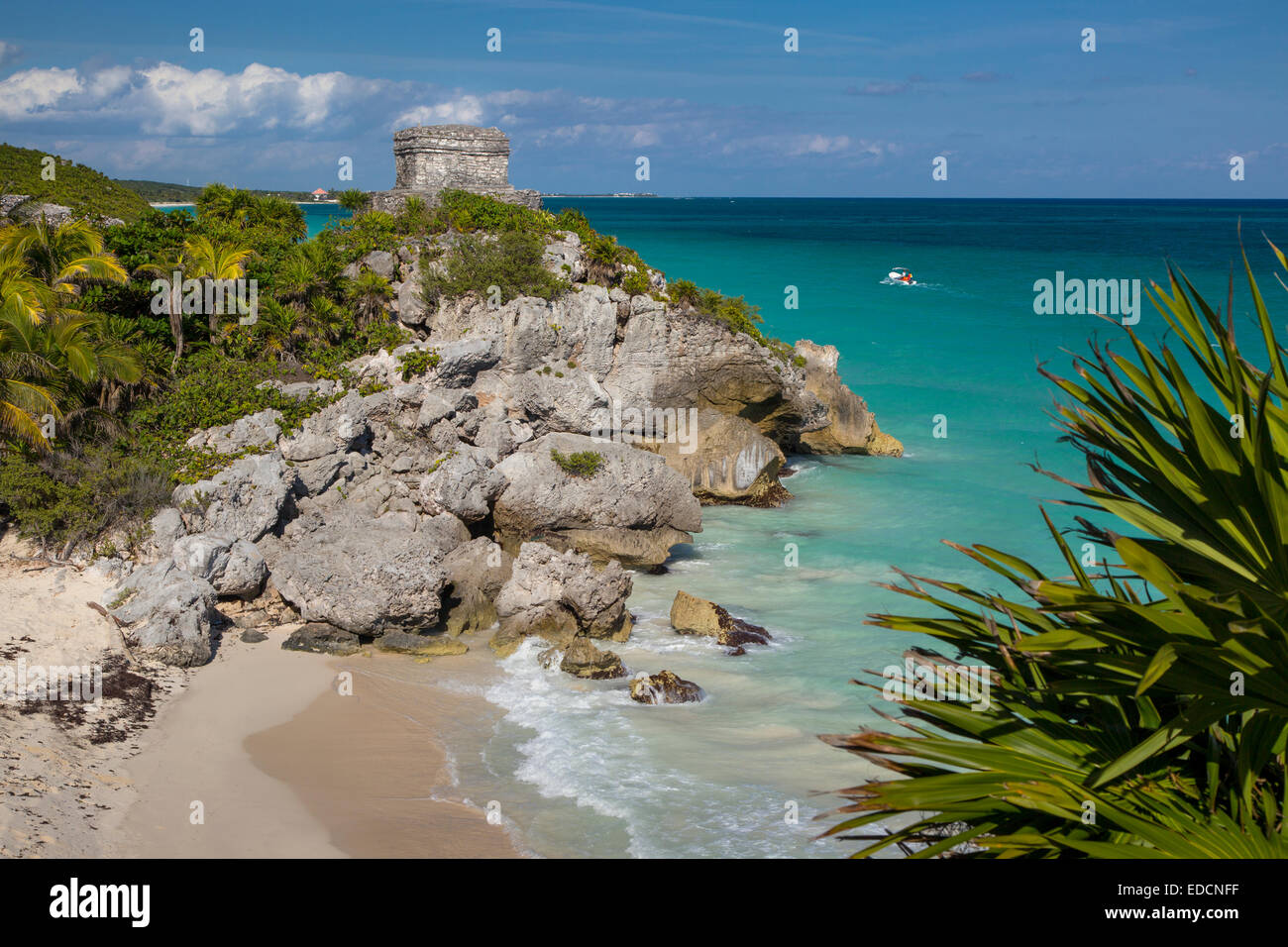 Ruinen der Maya-Tempelanlagen in Tulum, Yucatan, Mexiko Stockfoto