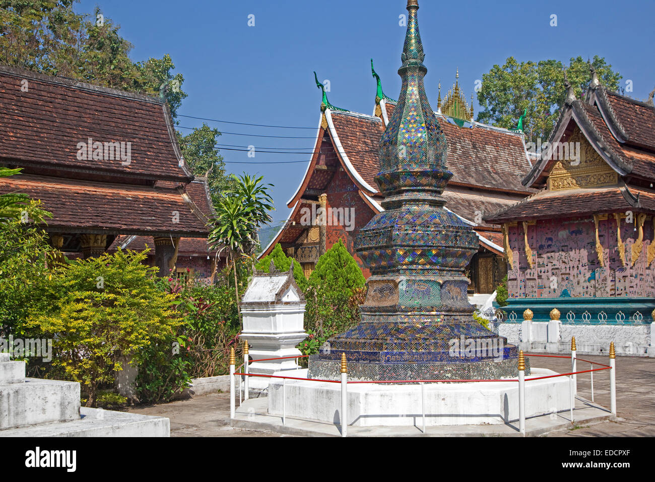 Wat Xieng Thong / Tempel der goldenen Stadt, buddhistische Tempel in Luang Prabang, Louangphrabang Provinz, Laos Stockfoto