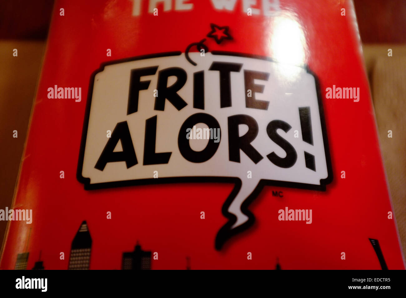 Ein Menü aus Frite Alors in Montreal, Quebec. Stockfoto