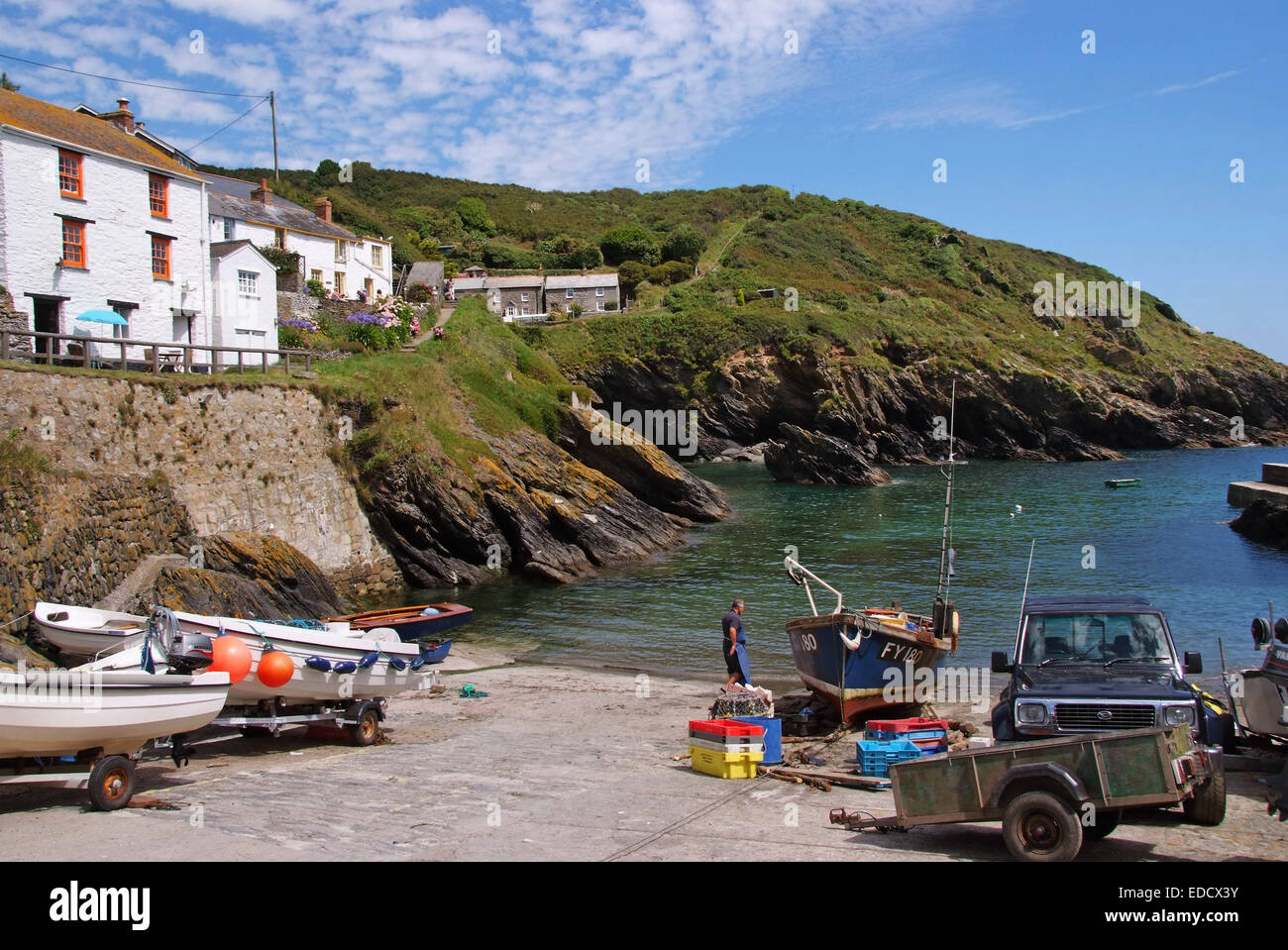 Portloe Dorf und Hafen, Cornwall Stockfoto