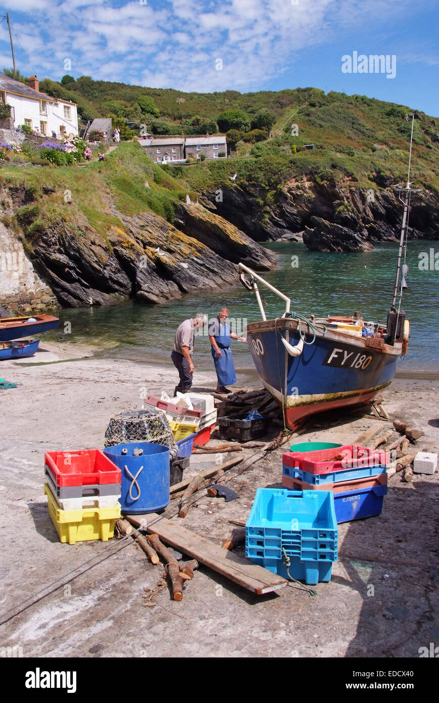 Portloe Dorf und Hafen, Cornwall Stockfoto