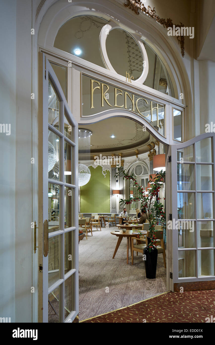 Manchesters Midland Hotel französisches Restaurant Interieur. Das Mittelland ist ein grand Hotel in Manchester, England. Im September eröffnet Stockfoto