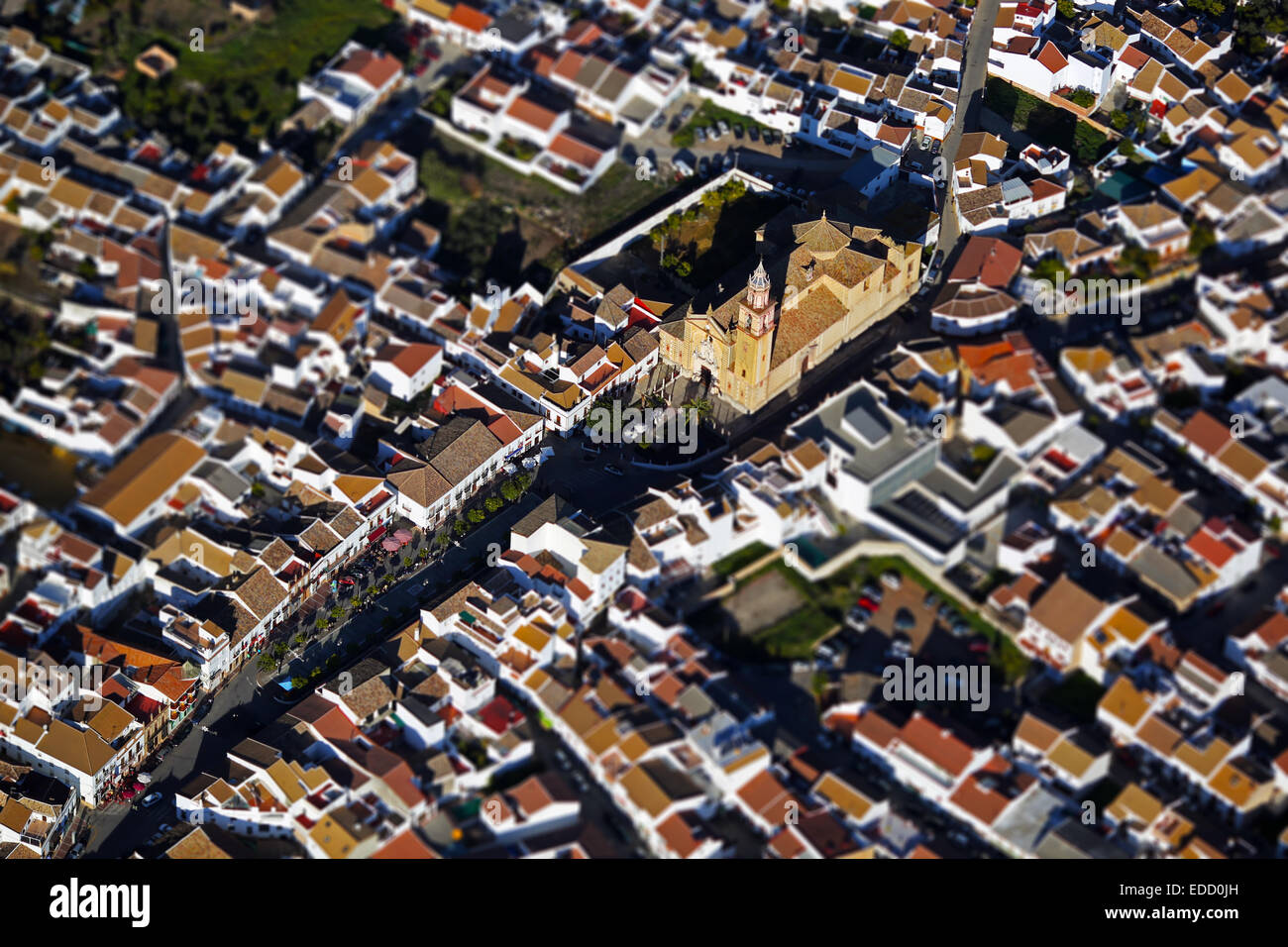 Luftaufnahme von Algodonales, Andalusien, Spanien. Stockfoto