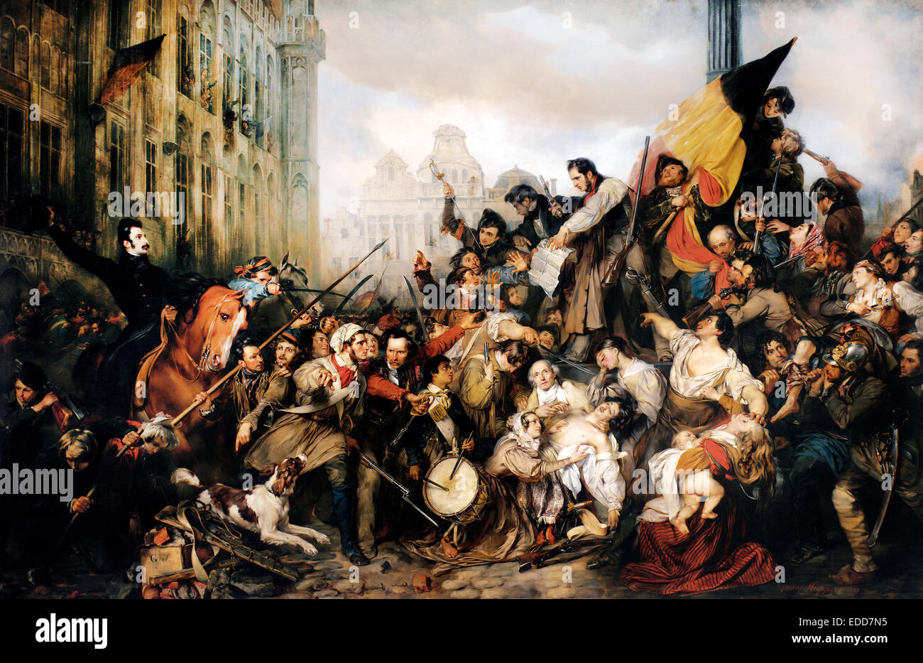 Egide Charles Gustave Wappers, Episode von die Septembertage 1830 auf der Grand Place von Brüssel. 1835-Öl auf Leinwand. Königlichen Mus Stockfoto
