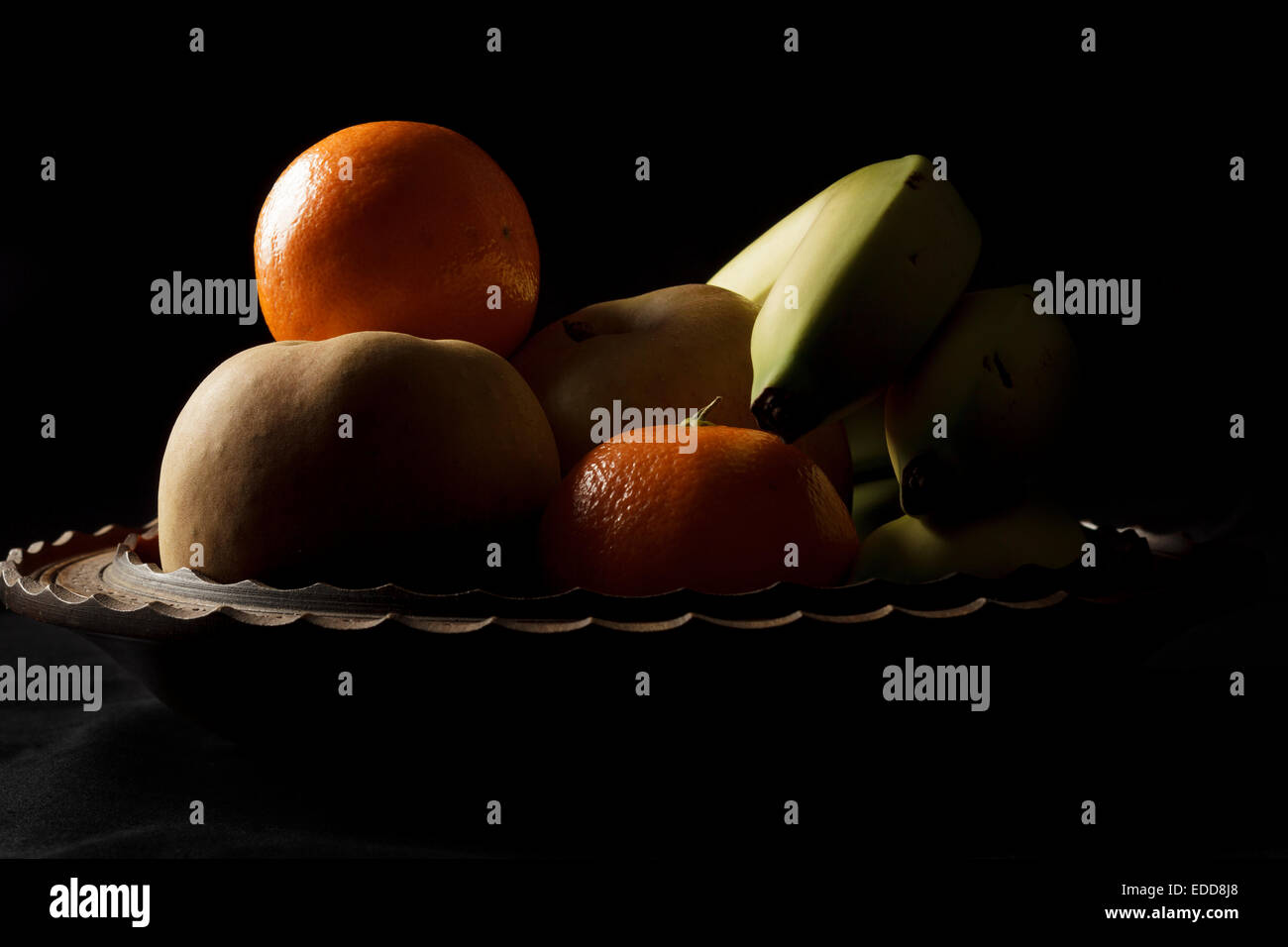 Obst - Äpfel, Bananen, Orangen, Clementinen Stockfoto